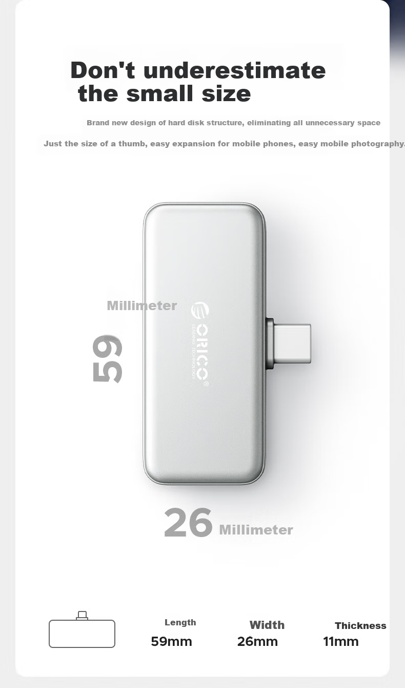 ORICO 512GB Magnetic Portable SSD BookDrive Compatible with MacBook Pro Laptop, IPhone 17/16 Apple Phone PD Power Supply 1050MB/s P10PLUS 6