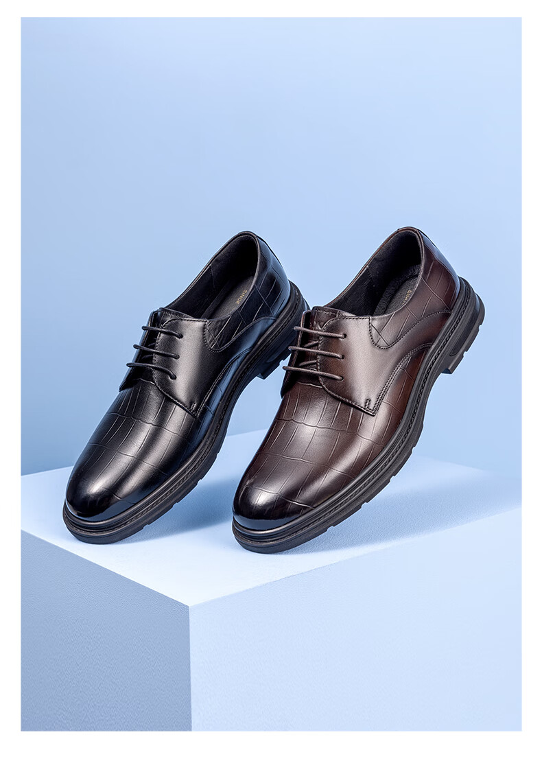 Aokang [Wanbu Series] Aokang Men's Shoes Spring And Autumn Business Formal Lace-Up Office Leather Shoes Black Size 42 1