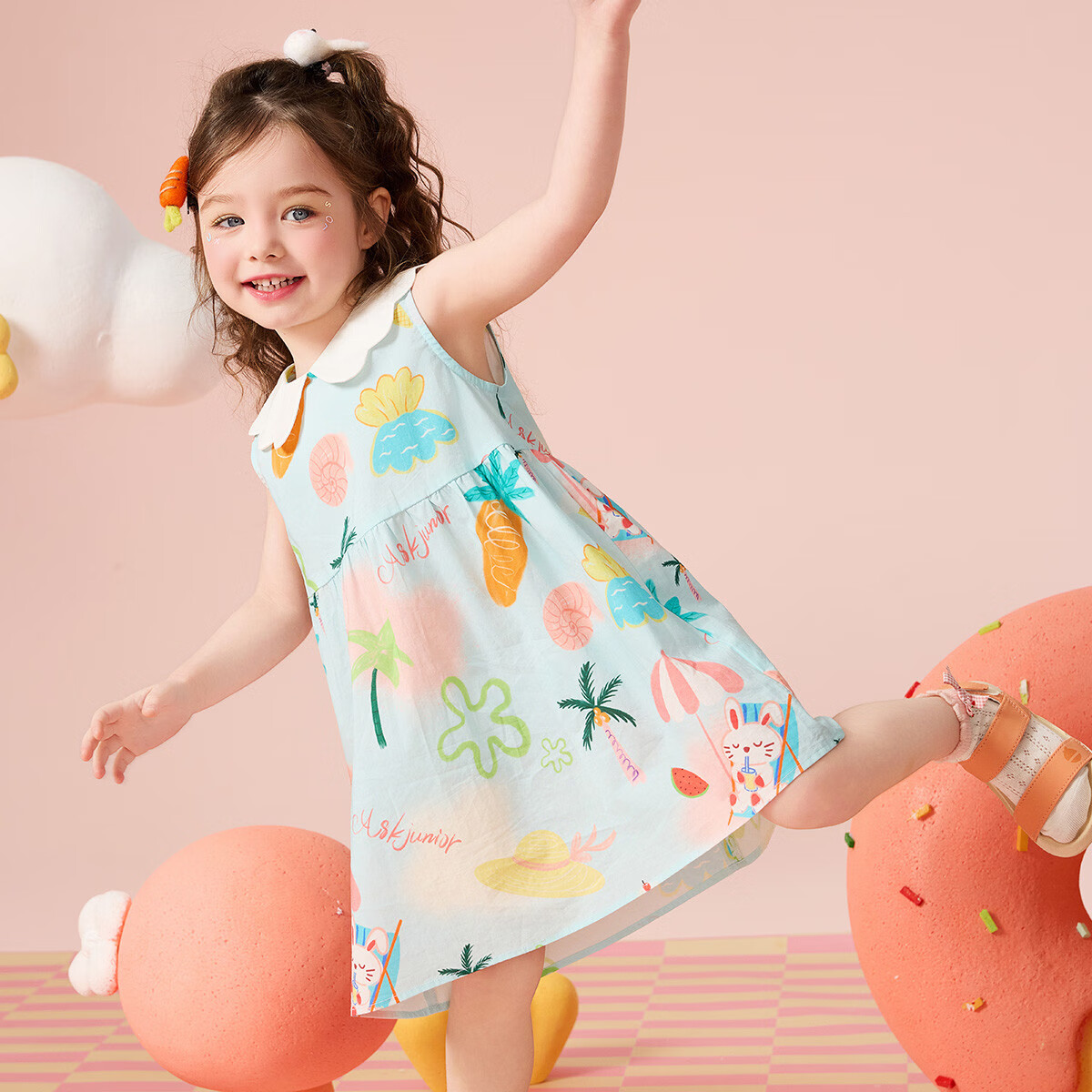 ASK JUNIOR Summer Children's Dress, Summer Toddler Vacation Dress, Girls' Sleeveless Tank Dress, Princess Dress 4