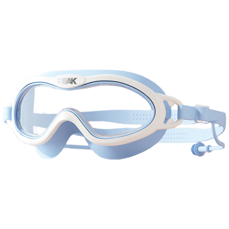 PEAK Children's Swimming Goggles for Boys And Girls, High Definition Anti-Fog Waterproof Large Frame Professional Swimming Training Protective Eyewear, White And Blue