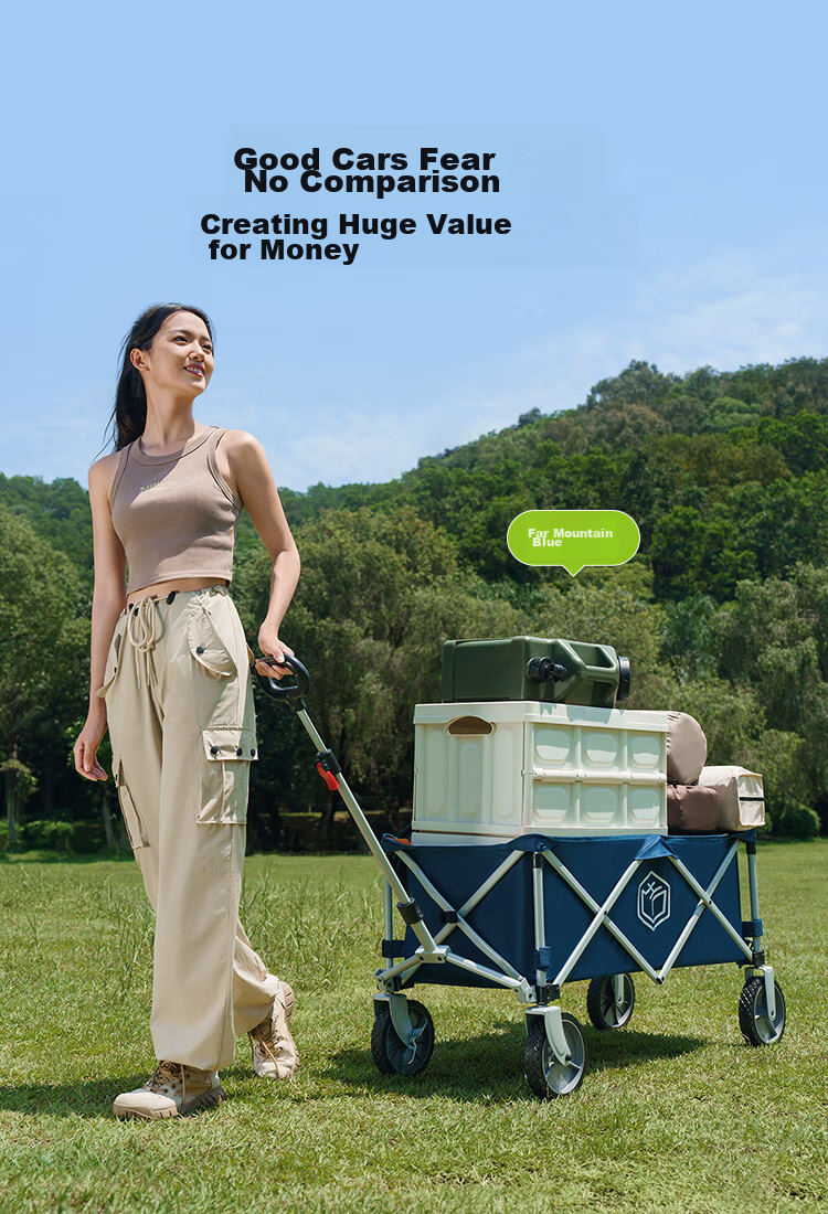JD Original [600 Jin Capacity] Push-Up Outdoor Camping Cart Folding Trolley for Stalls And Carrying Dubai Sand 3