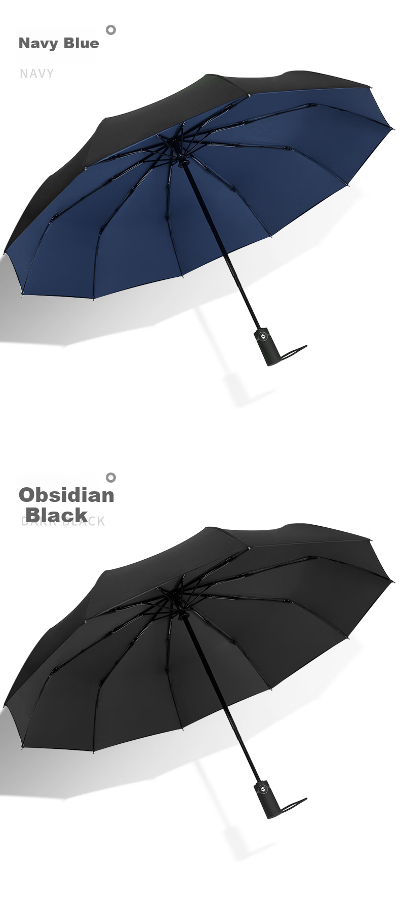 Qimaimai Three-Fold Umbrella with Ring Clasp, Sun Umbrella for Women, UV Protection, Ultra-Light Rain Umbrella, Enlarged Business Umbrella 12