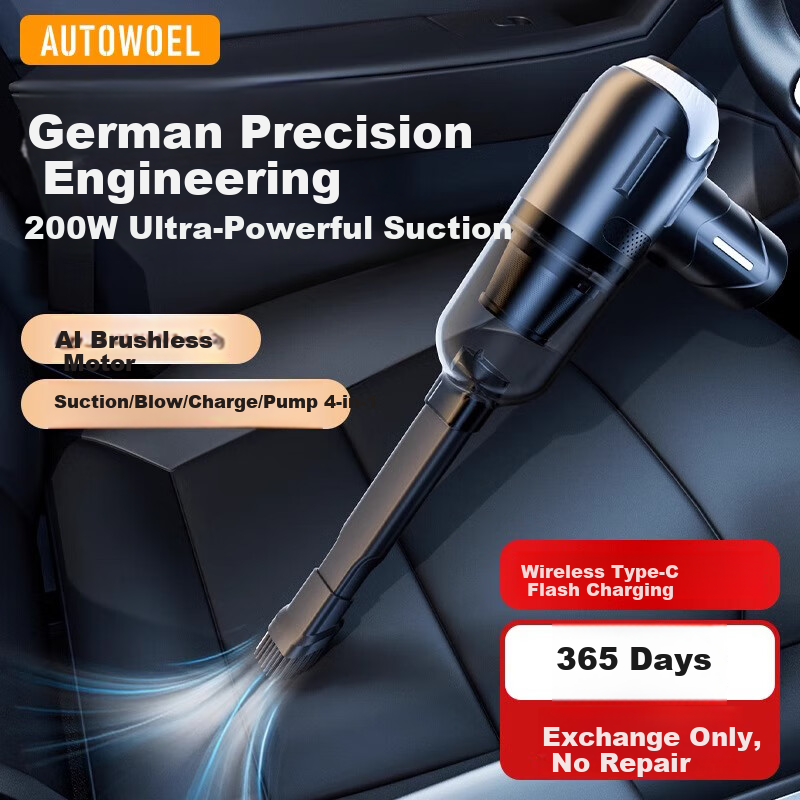 AUTOWOEL Car Vacuum Cleaner with Strong Suction for Car And Home Use, Compact Handheld Wireless Rechargeable Mini Super Powerful Blower