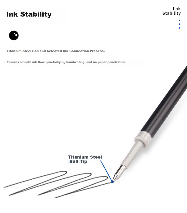 BAOKE PS2410 Retractable Gel Pen Refills, Ink Pen Signature Pen Refills 0.5mm Black 20 Pieces/box 5