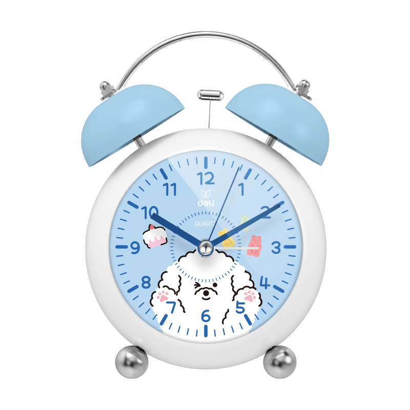 Deli Mini Night Light Alarm Clock for Home Bedroom Bedside, Children Students' Wake-Up Aid, Back-To Essential, White LE333, School Season Gift