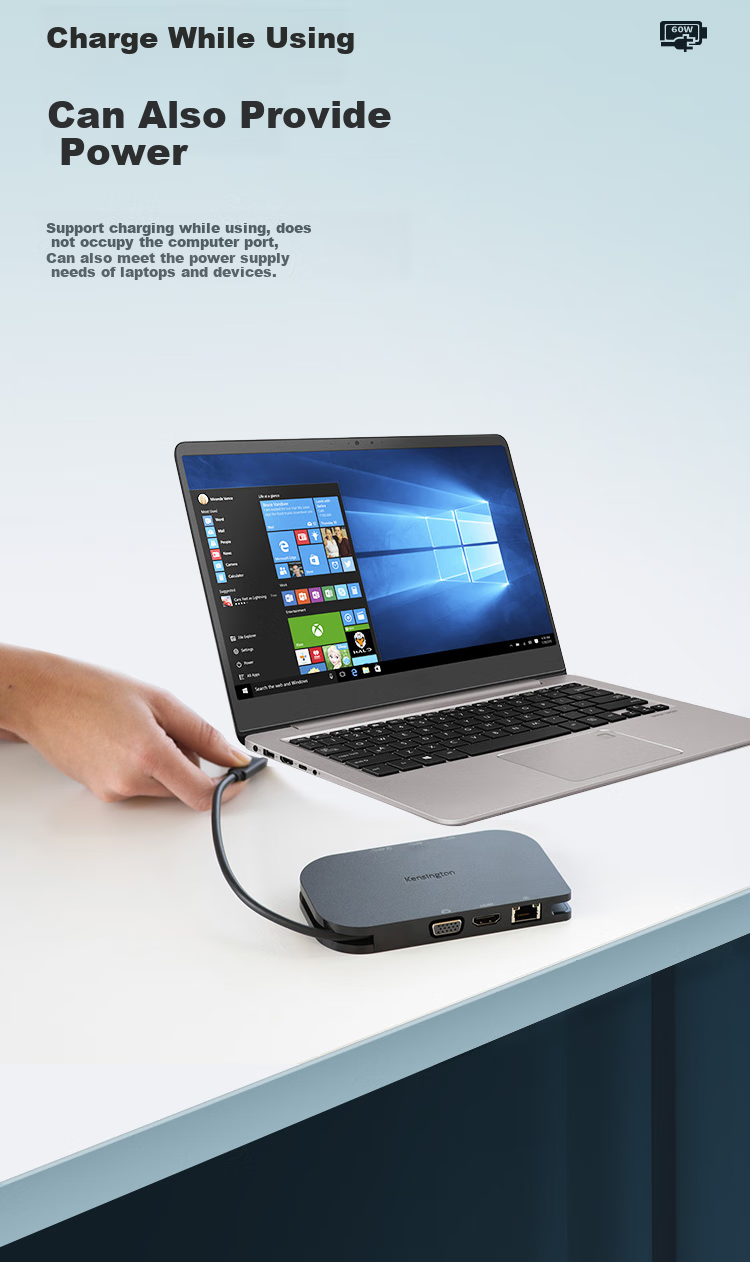 Kensington SD1610, Six-In Portable Docking Station, Type-C Expansion Dock, Compatible with Apple And Other Laptops, Expansion Dock, K38365 5