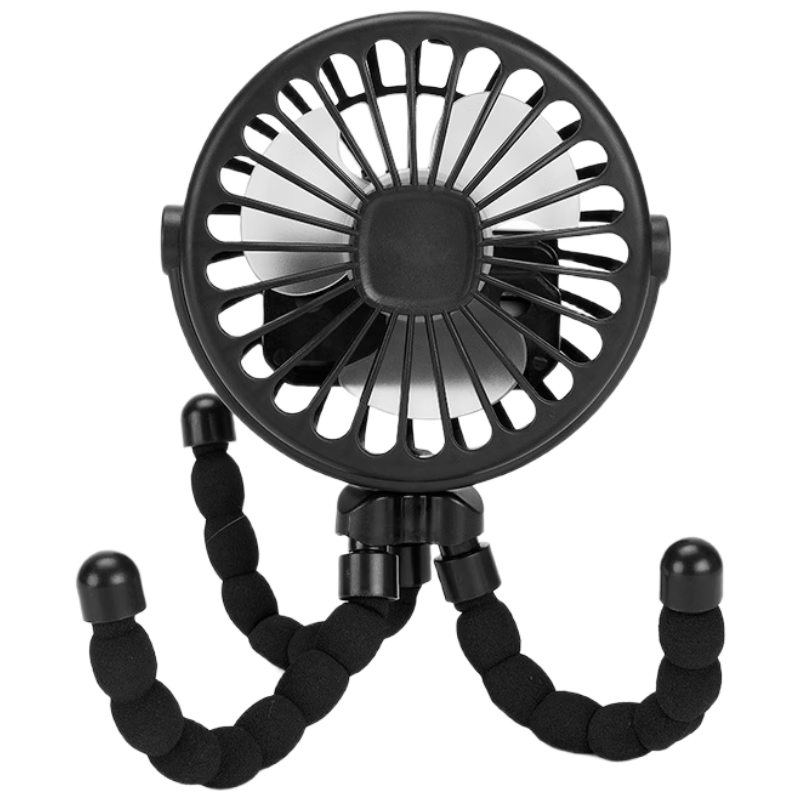 HBOALG Baby Stroller Fan, Small Portable Wind Fan for Infant Carriages, Rechargeable Octopus-Shaped Mini Fan for Children's Cots And Strollers, Quiet Clip-On Fan, White