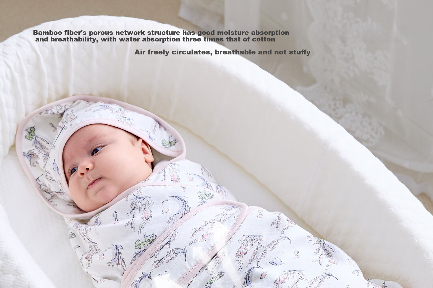 DOMIAMIA Baby Swaddle, Newborn Wrap Blanket, Infant Swaddling Cloth, Anti-Startle Spring And Autumn Gauze Swaddle, Newborn Mummy Wrap 14