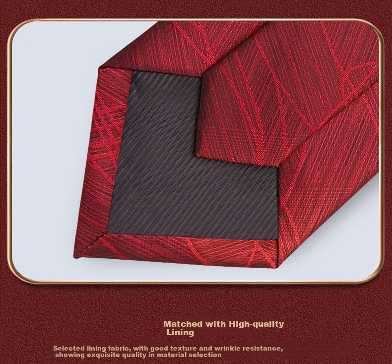 Luomeng Men's Business Formal Wear Patterned Tie, 8cm Hand-Tied, for Interviews, Gifting, Boyfriends, Wedding Groom, Groomsman, Red Gift Box Packaging 9