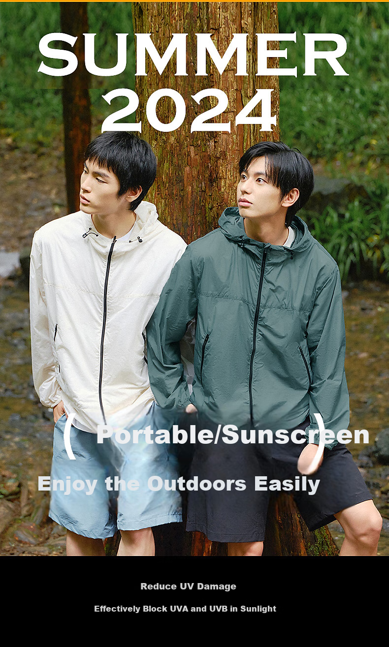 Gxgjeans Men's Hooded Jacket New Lightweight Sun Protection UV Resistant White 165/S 6