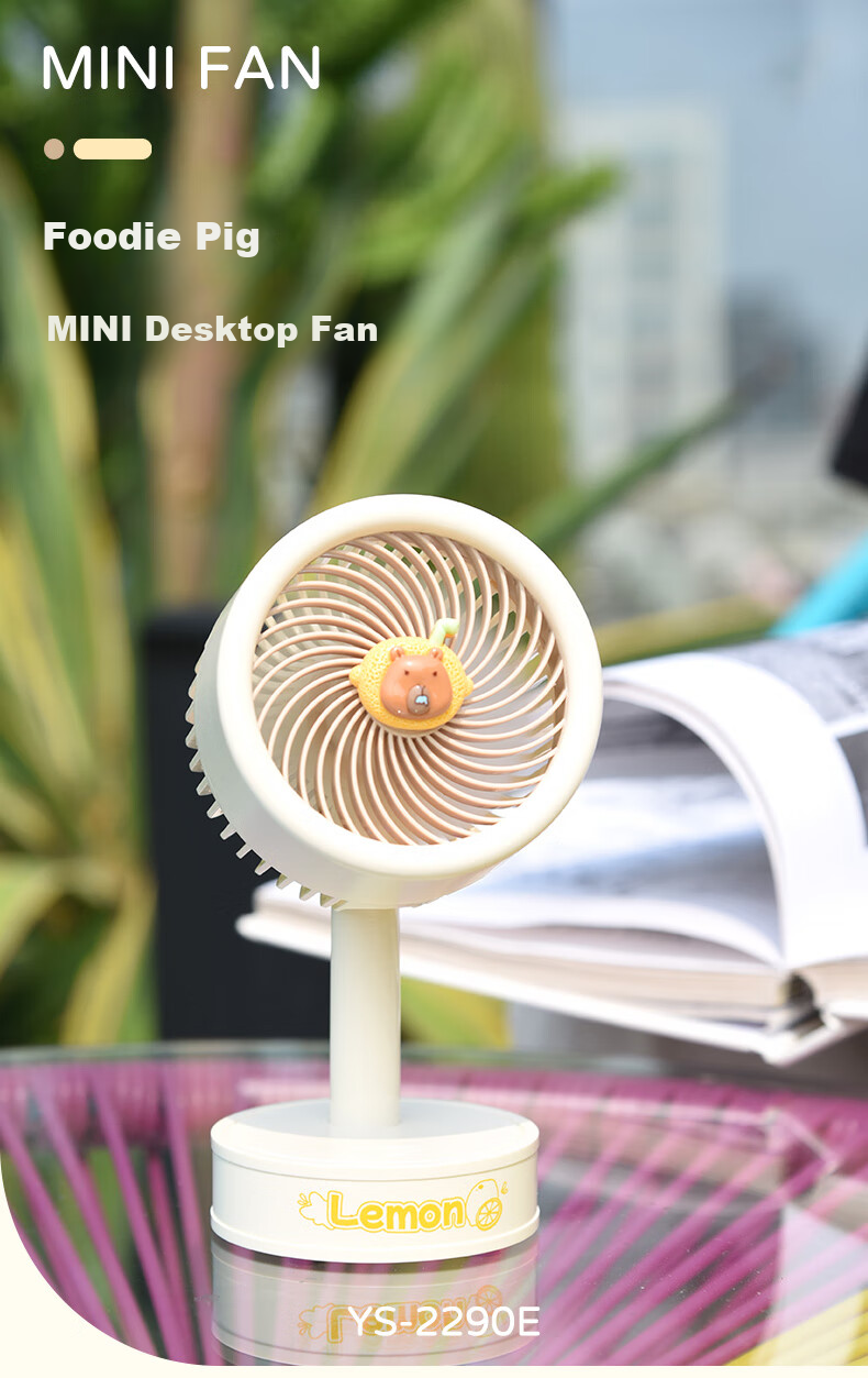 Ouliwen Small Fan for Desktop And Bed, USB Rechargeable, Low Noise, Three-Speed, with Base, Portable, High-Power Electric Fan, for Office And Dormitory, Beibao, Beige, 3C Digital Full Network Low Price 1