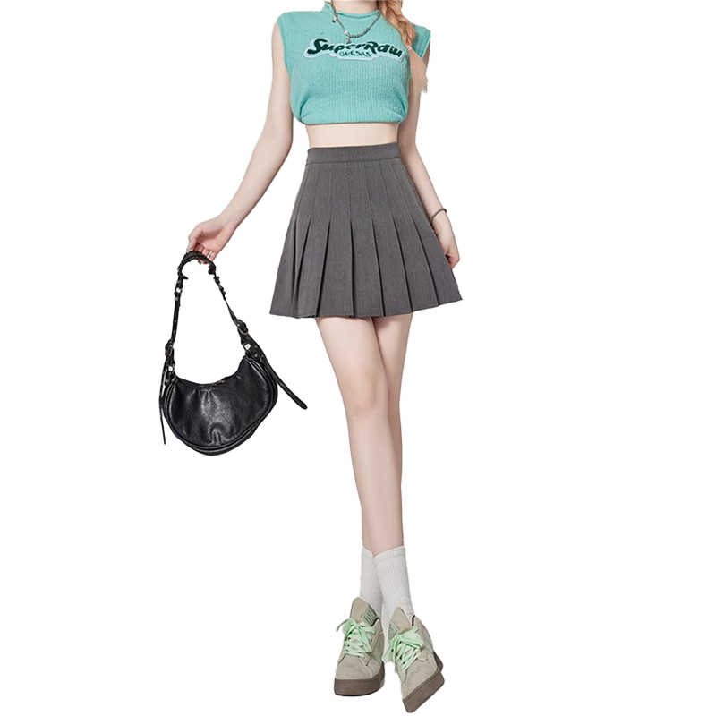 Borui Women's Pleated Skirt Spring Summer 2026 New High-Waist Slim A-Line Short Skirt with Lining JK Skirt