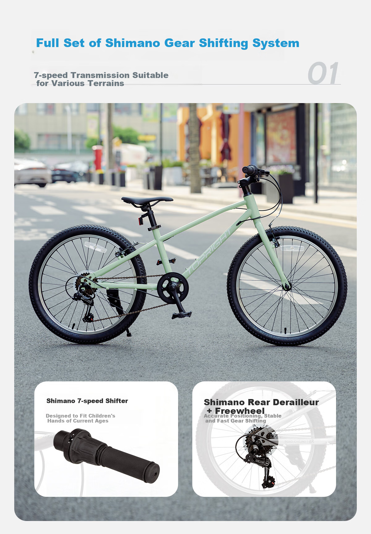 TOPRIGHT Ultra-Light Children's Mountain Bike for Boys And Girls Aged 6-12, Student Youth Bicycle SC700 Milkshake Green 20 Inch 2
