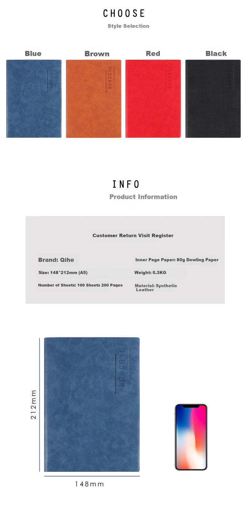 XYBP Customer Follow-Up Tracking Record Book A5, Real Estate Insurance Car Sales Follow-Up Book, Customer Intention Form Record Book (A5 Blue) 3