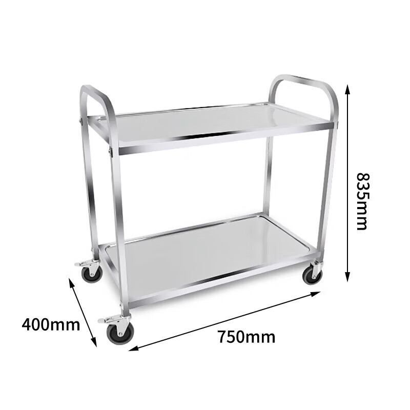 DSRAWMYT Stainless Steel Mobile Food Cart, Three-Tier Commercial Serving Cart, Dish Collection Cart for Restaurants, Hotel Serving Trolley 13