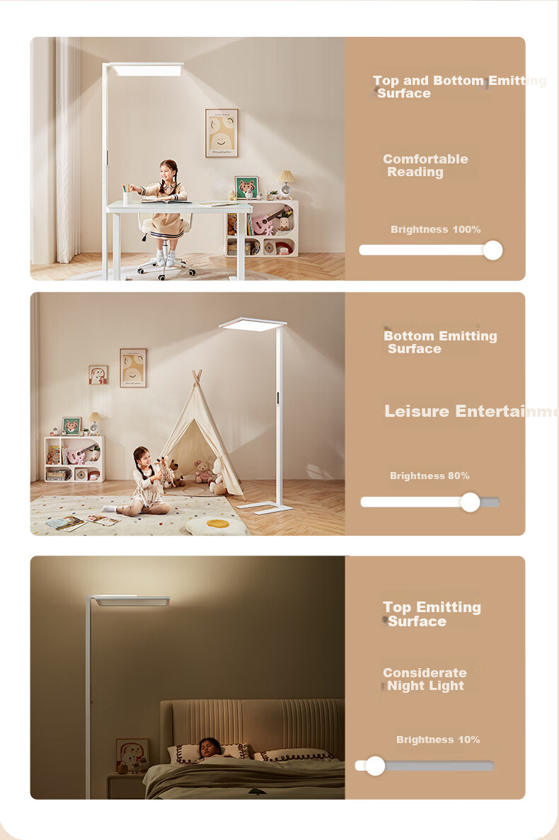 Midea Plus Floor Lamp, Eye-Protecting Standing Lamp for Children's Reading And Study, Voice-Controlled Smart Light Sensor, Large Street Lamp 19