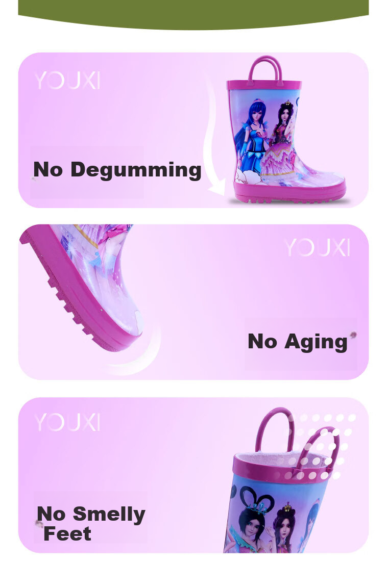 Youxi Rain Boots, Yeluoli Children's Rain Boots, Student Mid-School And Elementary School Children's Wear-Resistant Lightweight Rain Boots, Girls' Rubber Shoes, Size 31 8