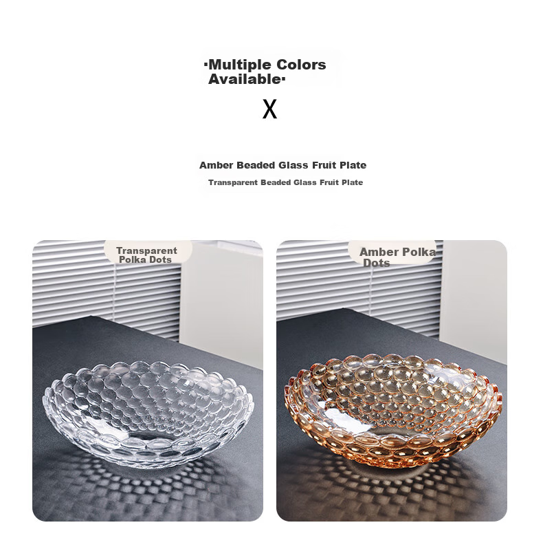 CRISTALGLASS Glass Fruit Plate, Home Living Room Coffee Table, European Light Luxury Style, Internet-Popular High-End Snack Display Tray, Large Capacity 4