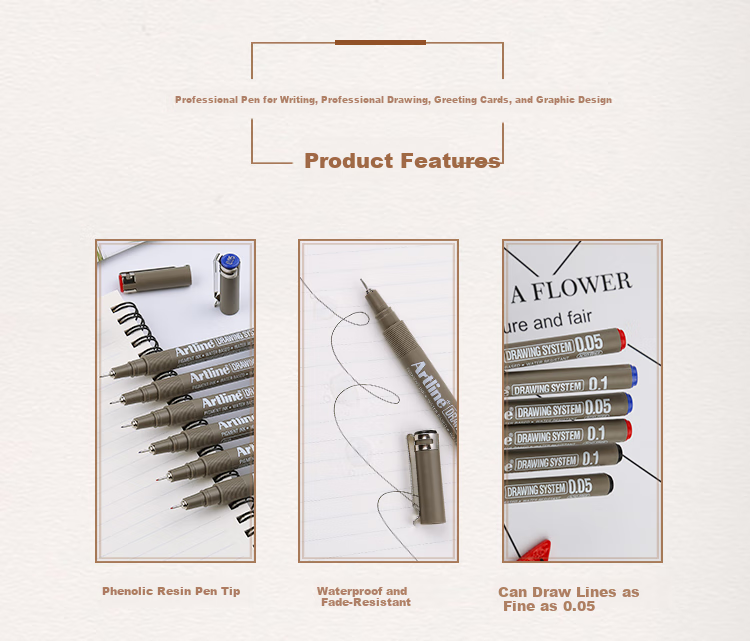 [Back to School Essential] Shachihata Artline Ultra-Fine Needle Tip Pen, Waterproof Drawing Pen, Specially Designed for Manga/Design/Anime, 0.8mm Black EK-238N 2