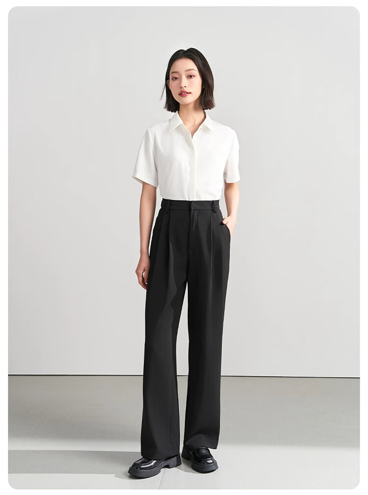 Bodexiaojie Blue Professional Short-Sleeve Blouse for Women, Summer Public Exam Interview Chiffon Top, Commuter Outfit Formal Shirt, Blue, XL 21