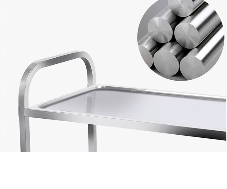 DSRAWMYT Stainless Steel Mobile Food Cart, Three-Tier Commercial Serving Cart, Dish Collection Cart for Restaurants, Hotel Serving Trolley 6