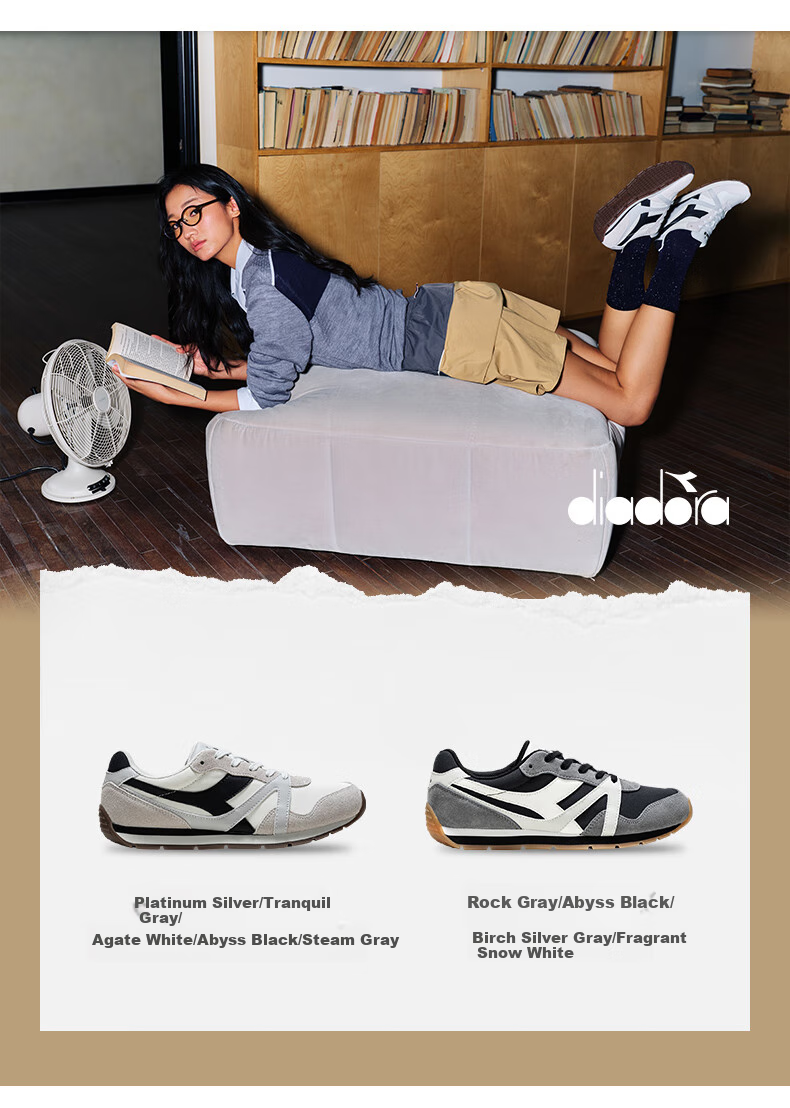 Diadora Unisex Casual Runmover Synth Sneakers Rock Ridge Gray/Obsidian Black/Snow White Size 42.5 Runs Small, Recommend Half Size Up 3
