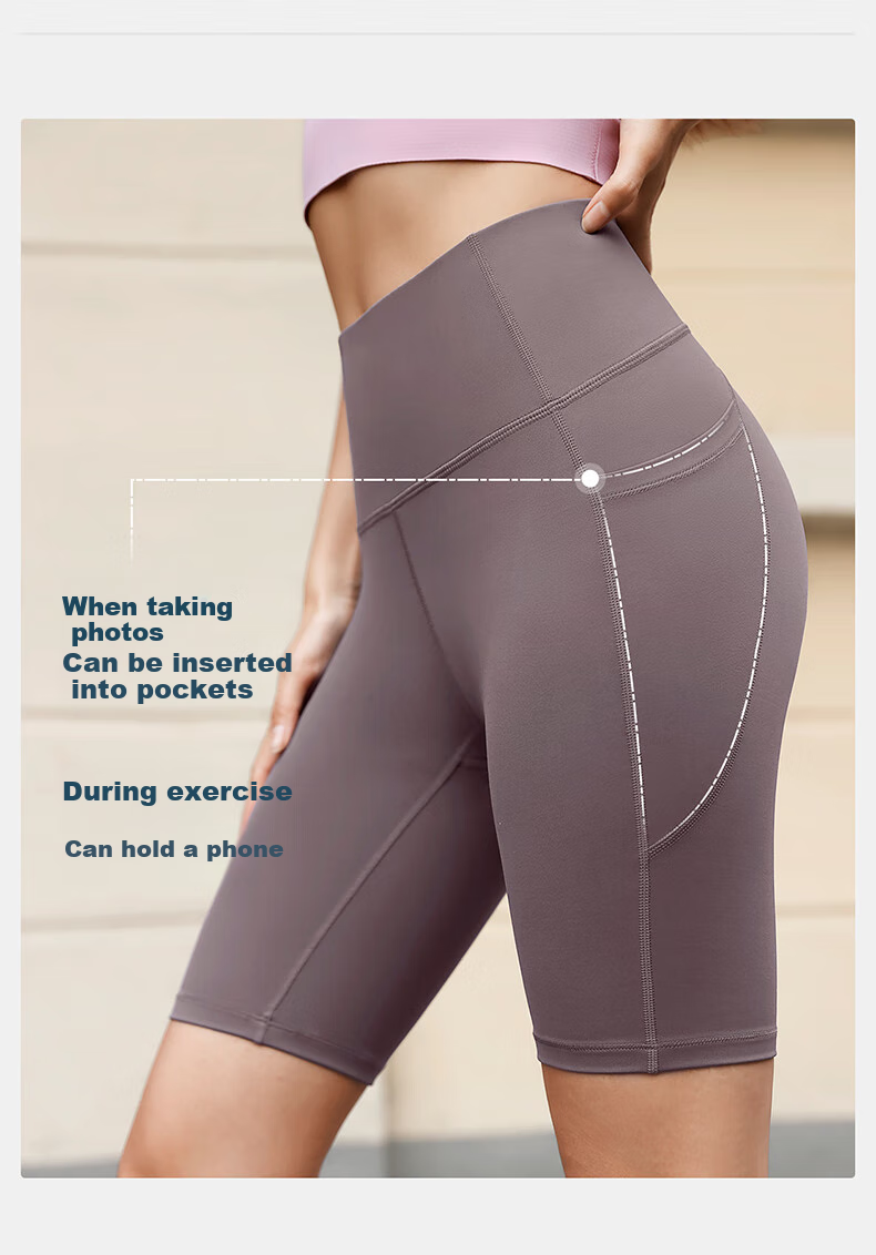 VFU Xingqing Five-Minute Yoga Pants, Outdoor Sports Cycling Shorts, High-Waisted Butt-Lifting Tight-Fitting Shorts, Rose Pink, Size S 10