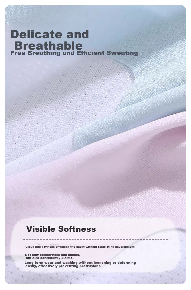 FitonTon Girls' Underwear, Seamless Bra with Fixed Cups, Sports Bra for Puberty, Anti-Shock Bra for Middle School Students, Children's Thin Underwear 4