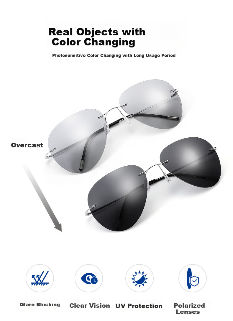 Bertha Ultra-Light Photochromic Sunglasses for Men, Driving-Specific Glasses, UV Protection, Polarized Fashionable Sunglasses for Wome 6