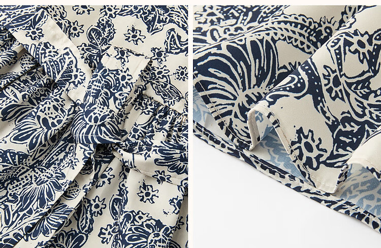 Demana [Dream Among Flowers] Summer National Style New Chinese Square Neck Tie Sleeve Waist Printed Elegant Women's Dress 12