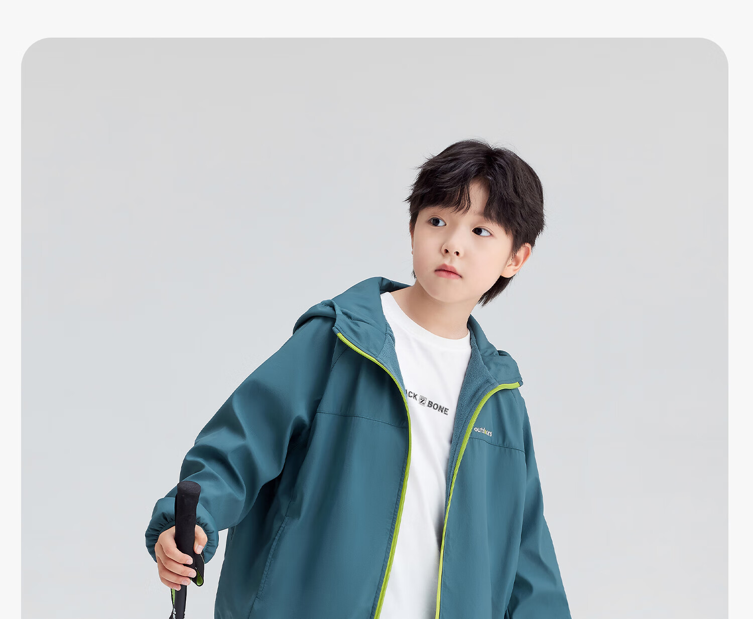 Zuoxi Boys' Fleece-Lined Jacket, 2026 New Children's Softshell Outerwear, Fleece Integrated Top, Gray, Size 160 31