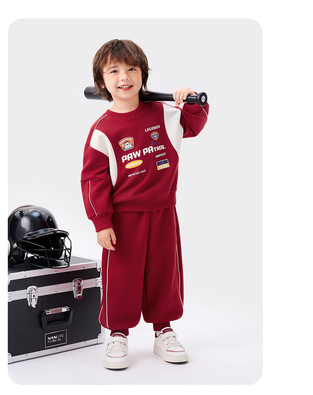PAW PATROL Kids Fleece Hoodie Set Trendy Hip-Hop Motorcycle Jacket Boys Sportswear Red 140 4