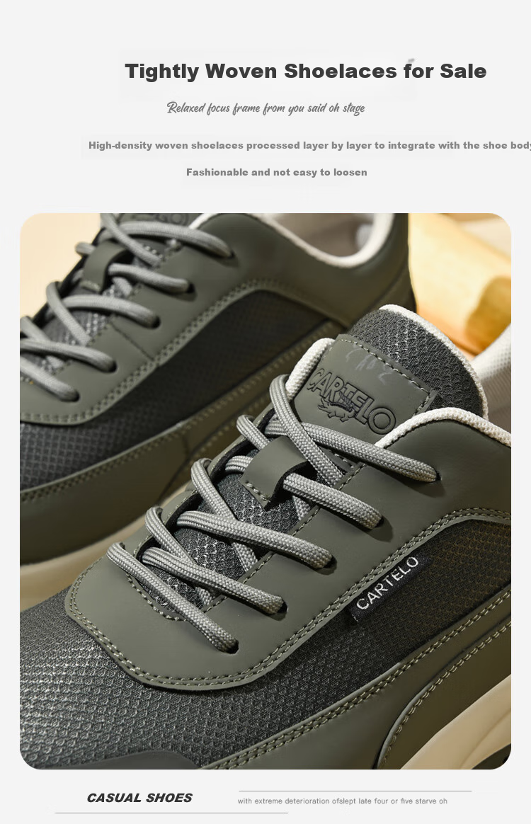 CARTELO Men's Casual Sneakers, Trendy Versatile Shoes, Low-Top Breathable Mesh Shoes for Men, 5318 Bean Green, Size 38 7