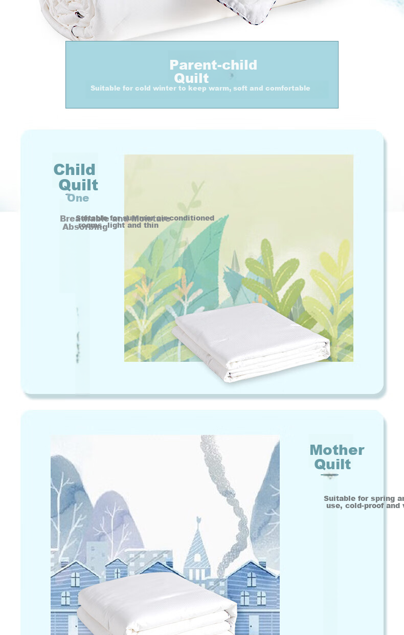 M·JBABY 60S Long-Staple Cotton Sateen, Class A, 100% Lustrous Double Cocoon Pure Mulberry Silk All-Season Comforter, 1.2m Bed 5