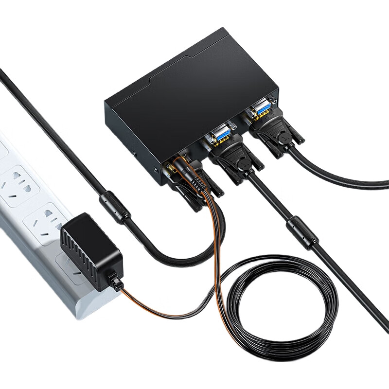 Разветвитель VGA SAMZHE HV-802W, 1 вход / 2 выхода, 250 МГц, поддержка HD 1080P, металлический корпус, черный