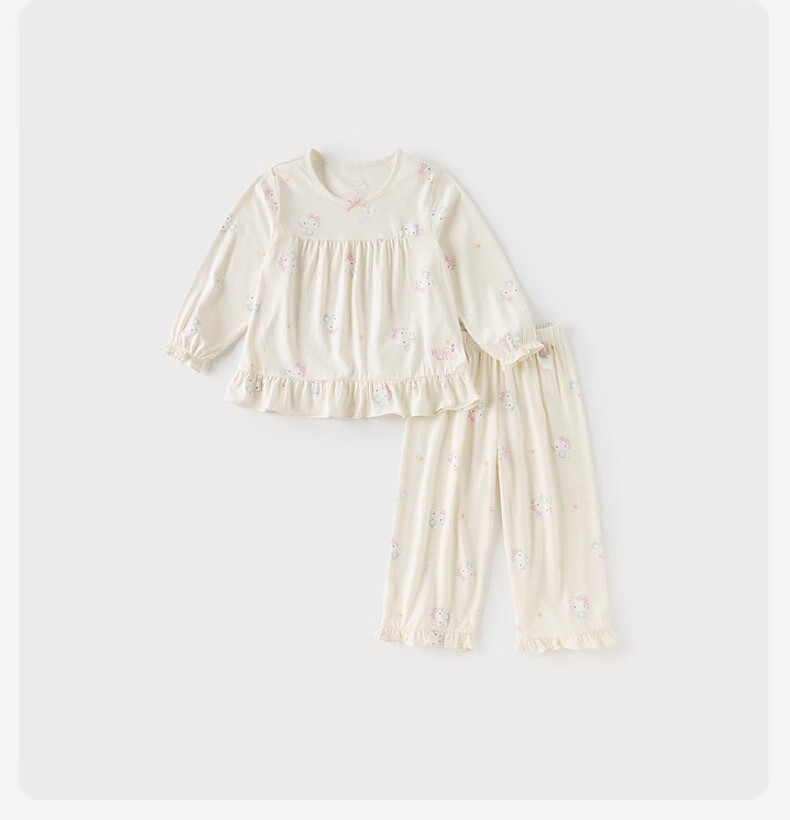 DAVE & BELLA Kuromi Collaboration Girls' Home Wear Set, Big Kids Antibacterial Pajamas, Children's Underwear Two-Piece Set 6