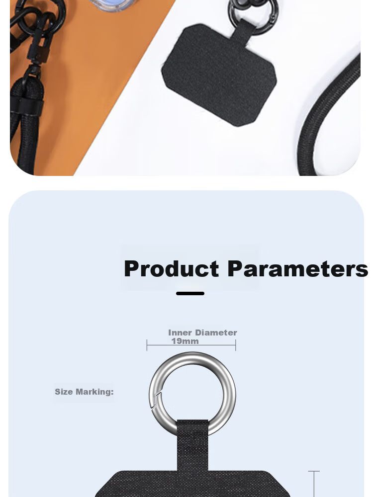 ESCASE Phone Lanyard Patch Clip, Phone Case Ring Holder, Fixed Clip Chain Connector Pad, Lanyard Anti-Loss, Xiaomi 13 Phone Accessory, Durable Khaki Color MPSS-13 7