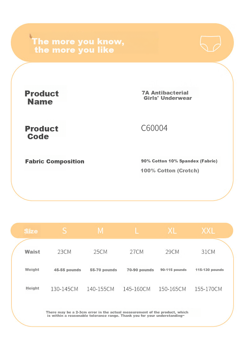 Yalu Children's Underwear, Girls' Cotton Panties, Little Girls' Triangle Briefs, Baby Girls' Class A Antibacterial Shorts, No Wedgie, 4 Pieces 6
