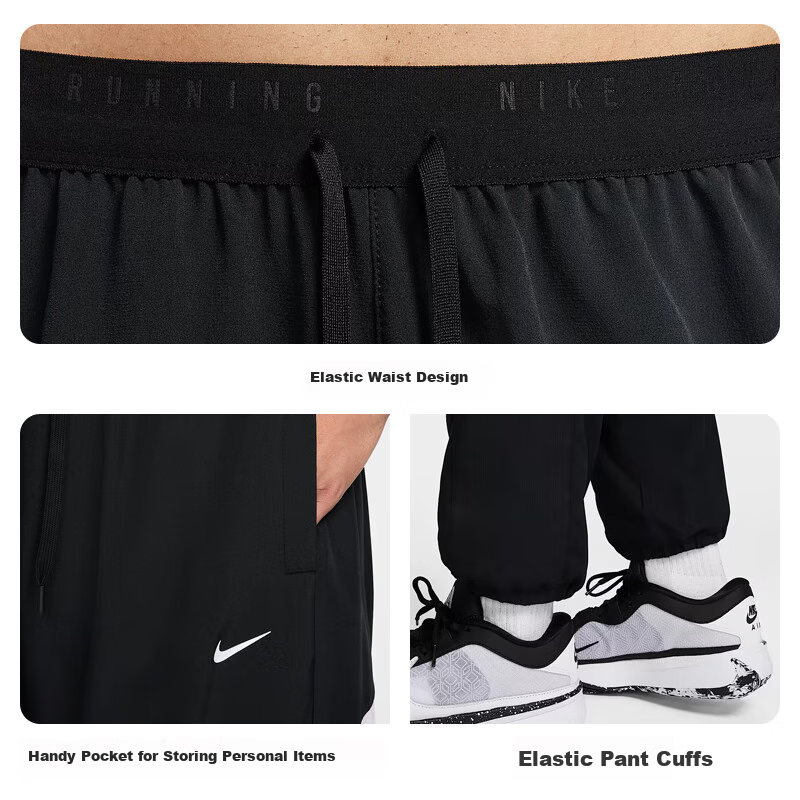 NIKE Men's Athletic Pants, Woven Straight-Leg Trousers, Lightweight Casual FZ0251-010 Black XL