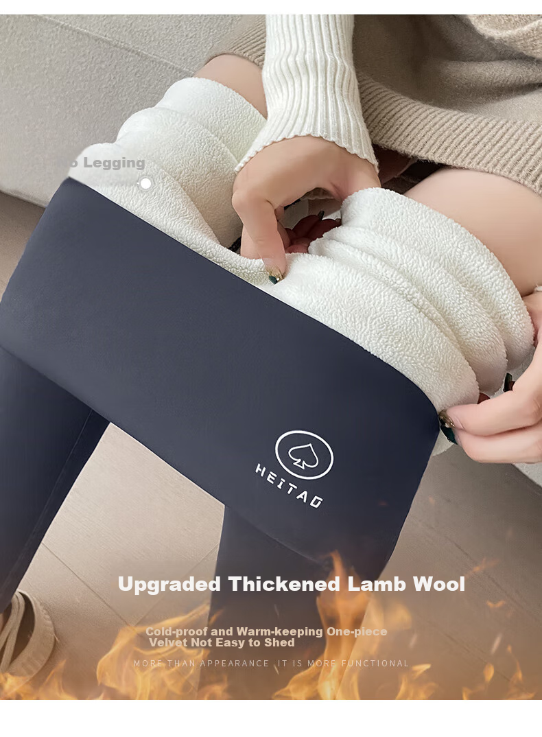 LangSha Ultra Thick Sharkskin Women's Autumn Winter Fleece-Lined Slim Fit High Waist Tummy Control Warm Outerwear Leggings 6