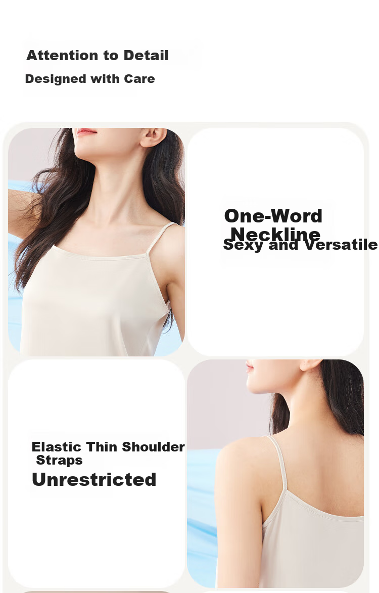 MiiOW Women's Camisole Tank Top for Spring And Autumn, Inner Wear Or Outer Wear, Beautiful Back Design, Faux Silk Thin Strap Basic Versatile Undershirt 12