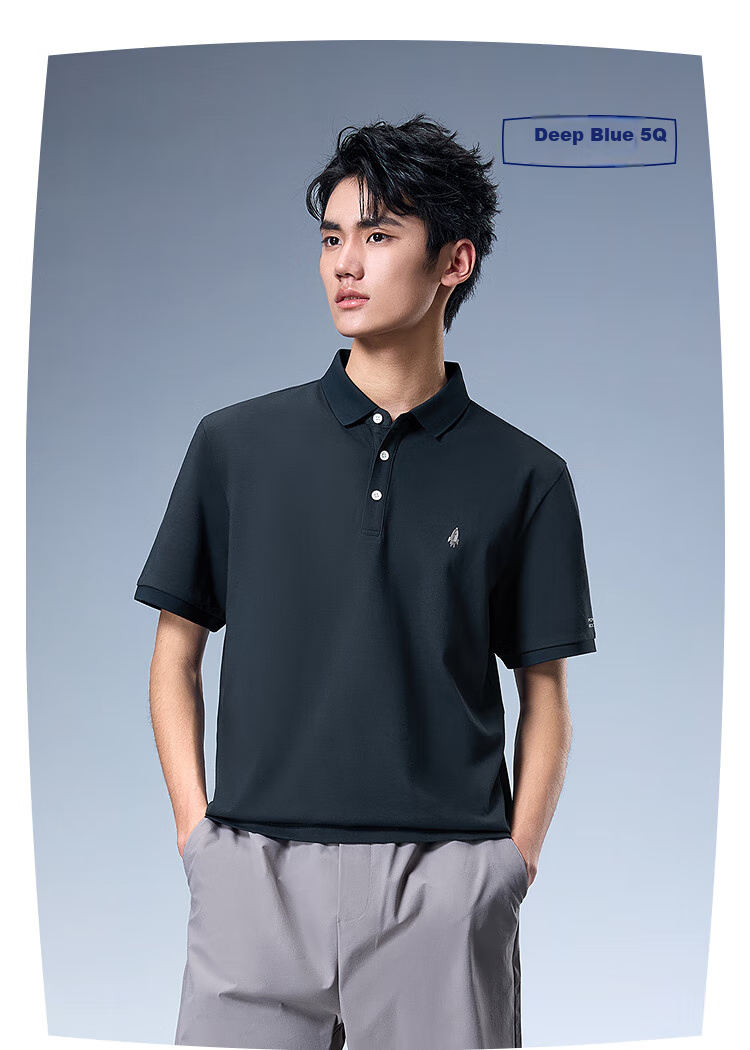 HLA Short-Sleeve Polo Shirt for Men, Light Business Aviation Series, Cool-Feeling Short Sleeves for Men in Summer 9