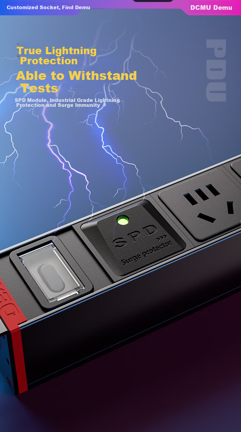 DEMUPDU Power Strip Surge Protector Overload Protection Switch Extension Cord/Power Bar/Line Cord DMZY-XG8 Black 1.5 Square Mm 2 Meters 2