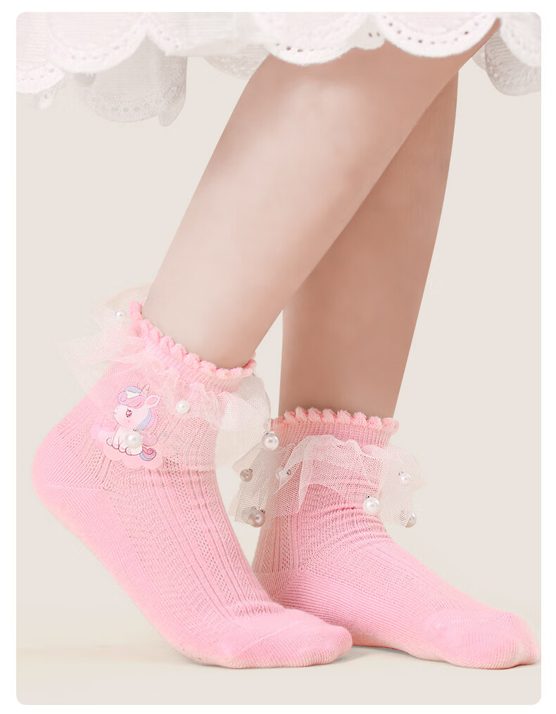 Barbie Children's Socks Girls Spring and Autumn Thin Cotton Socks Summer Lace Princess Mesh Breathable Short Socks Baby Girl Kids Socks 11