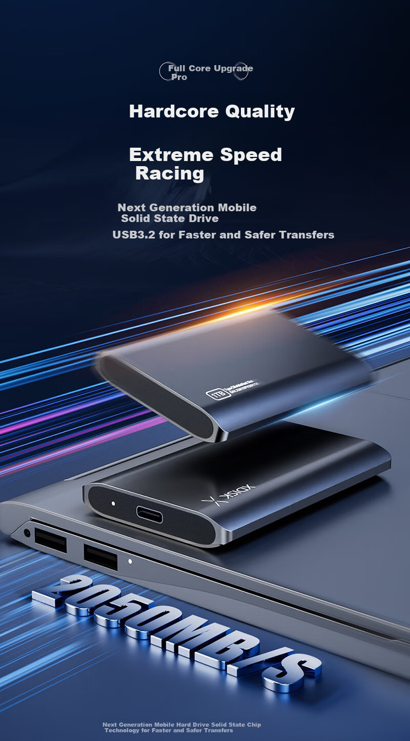 Xiaopan (XDISK) 2TB Portable Solid State Drive (PSSD), M10P Gun Black, NVMe SSD, Type-C, Yangtze Memory, USB3.2, Direct Phone Connection, 2050MB/s 1