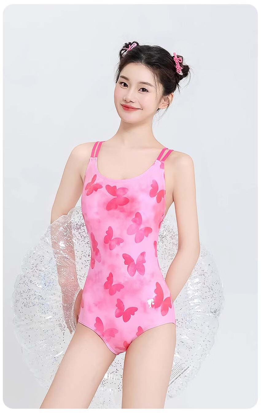 Barbie Women's Competitive Swimsuit One-Piece Triangle Sexy Printed Backless Swimwear for Professional Training in Swimming Pools 10