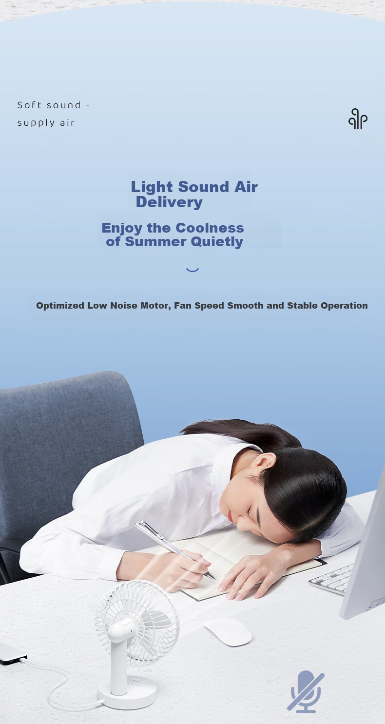 Jinzhi 15CM Desktop Small Fan, USB Plug-In Model, 4-Speed Adjustable Quiet USB Fan, Wide-Angle Air Distribution, Portable for Office Desk, Handheld, Rotates Up And Dow 2