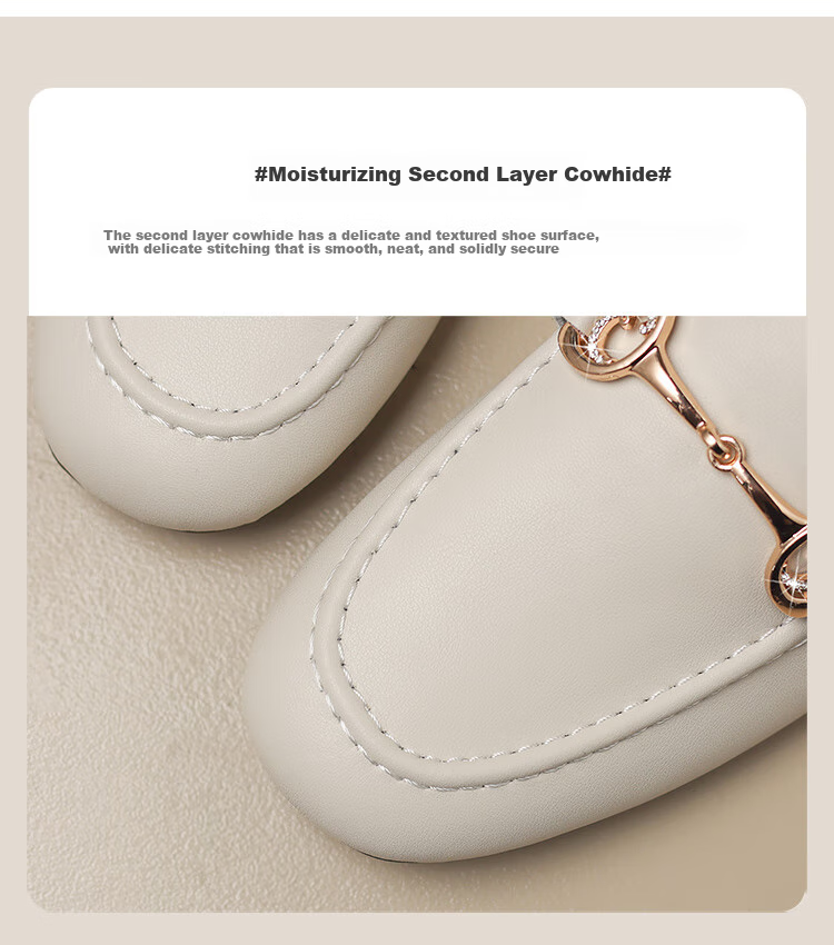 ZHR Women's Slippers, Elegant Closed-Toe Mule Sandals, Simple Slip-On Loafers, AH381T, Apricot Color, Size 37 4