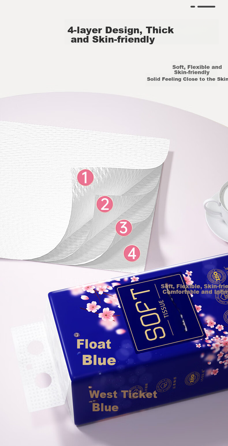 Lam Pure Hanging Tissue Paper, 4-Ply, 320 Sheets*10 Packs, Jacquard Pattern, Thickened Facial Tissues, Household Paper Towels, Napkins, Whole Box 7