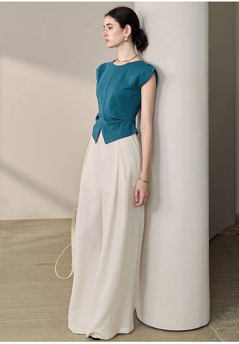 ROEYSHOUSE Women's Summer High-Waist Linen Casual Wide-Leg Pants 12289 Off-White 2XL 9